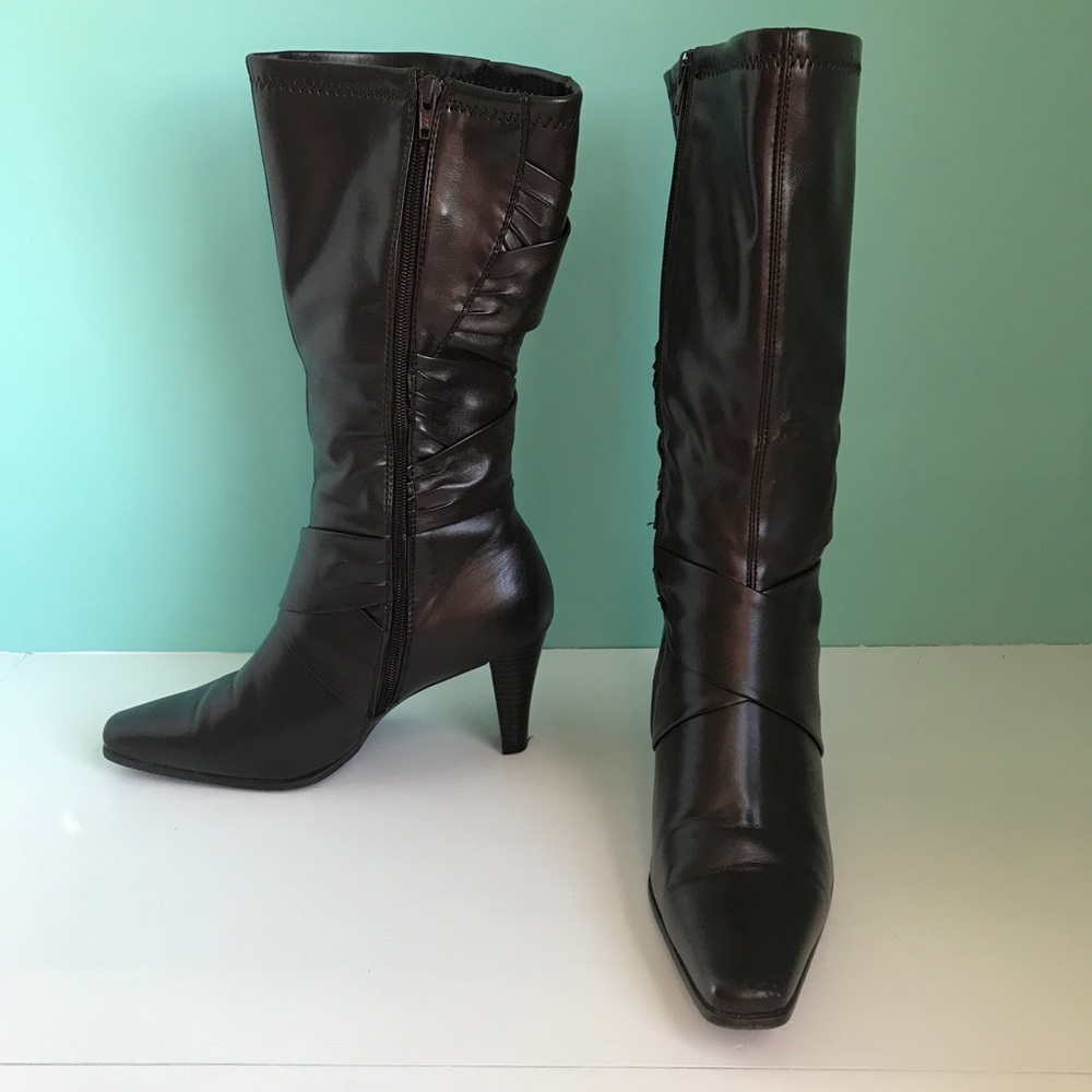 Brown leather boots